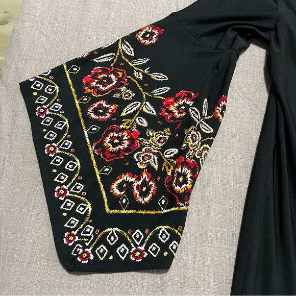 C Established 1946 Bell sleeve floral Black dress size small holiday party retro - Picture 4 of 7